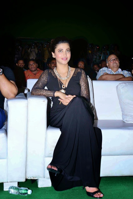 Shruthi Hassan In Black Dress At Movie Audio Release Event 119
